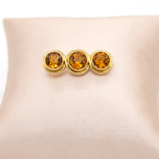 14K Yellow Gold Antique 2.10ctw Citrine Rounds Pin Brooch