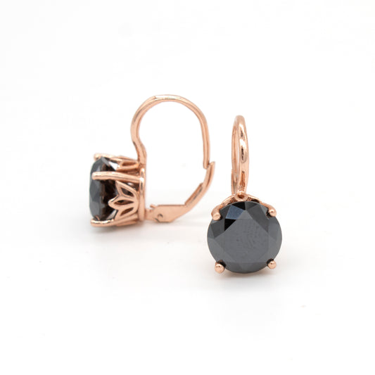 SSilver/RGP 7.5ctw Black Moissanite Rd Earrings