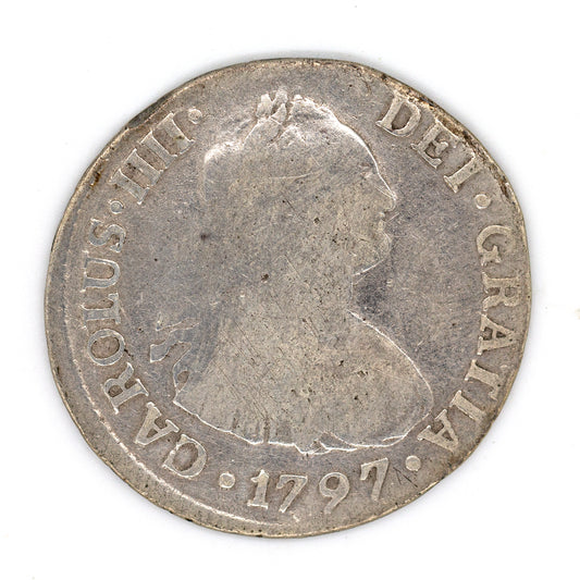 1797 Peru Carlous IV 2 Reales Coin Charles IV