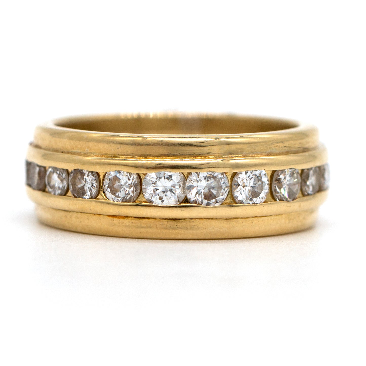 18K Yellow Gold HEAVY 1ctw Diamond Rd Channel Set Band Ring