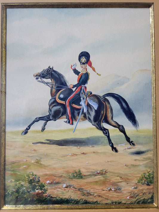 Emperor Nicholas II on Horseback WC Painting