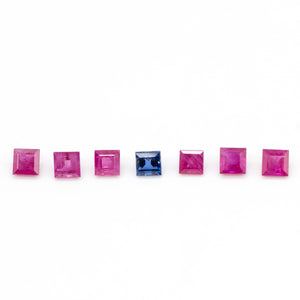 1.25ctw NATURAL Ruby Princess .20ct Blue Sapphire Princess Loose Parcel