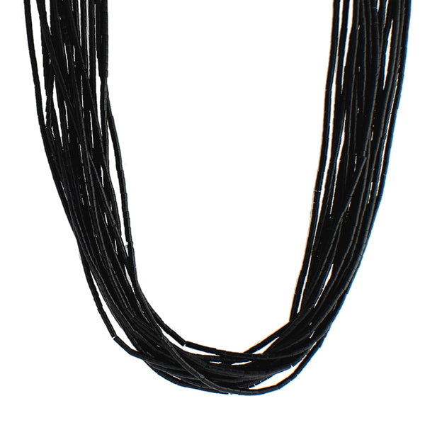 Faux Jet Bead 15 Strand Necklace